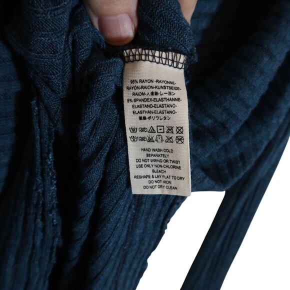 WE THE FREE PEOPLE Lover Split Back Ribbed Long Sleeve Top Size XS Dark Teal - Picture 6 of 6